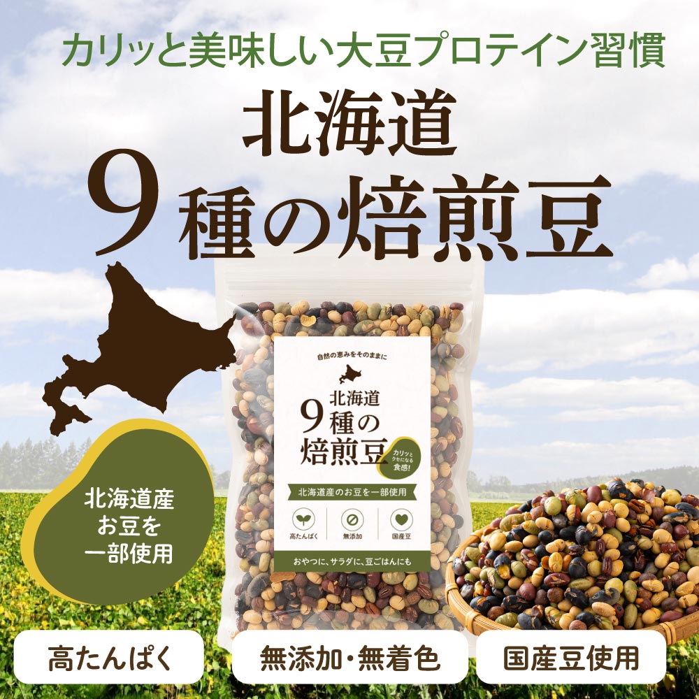 北海道9種の焙煎豆 300g | パクパク食べられるお手軽無添加ヘルシーなミックス煎り豆 ポスト投函