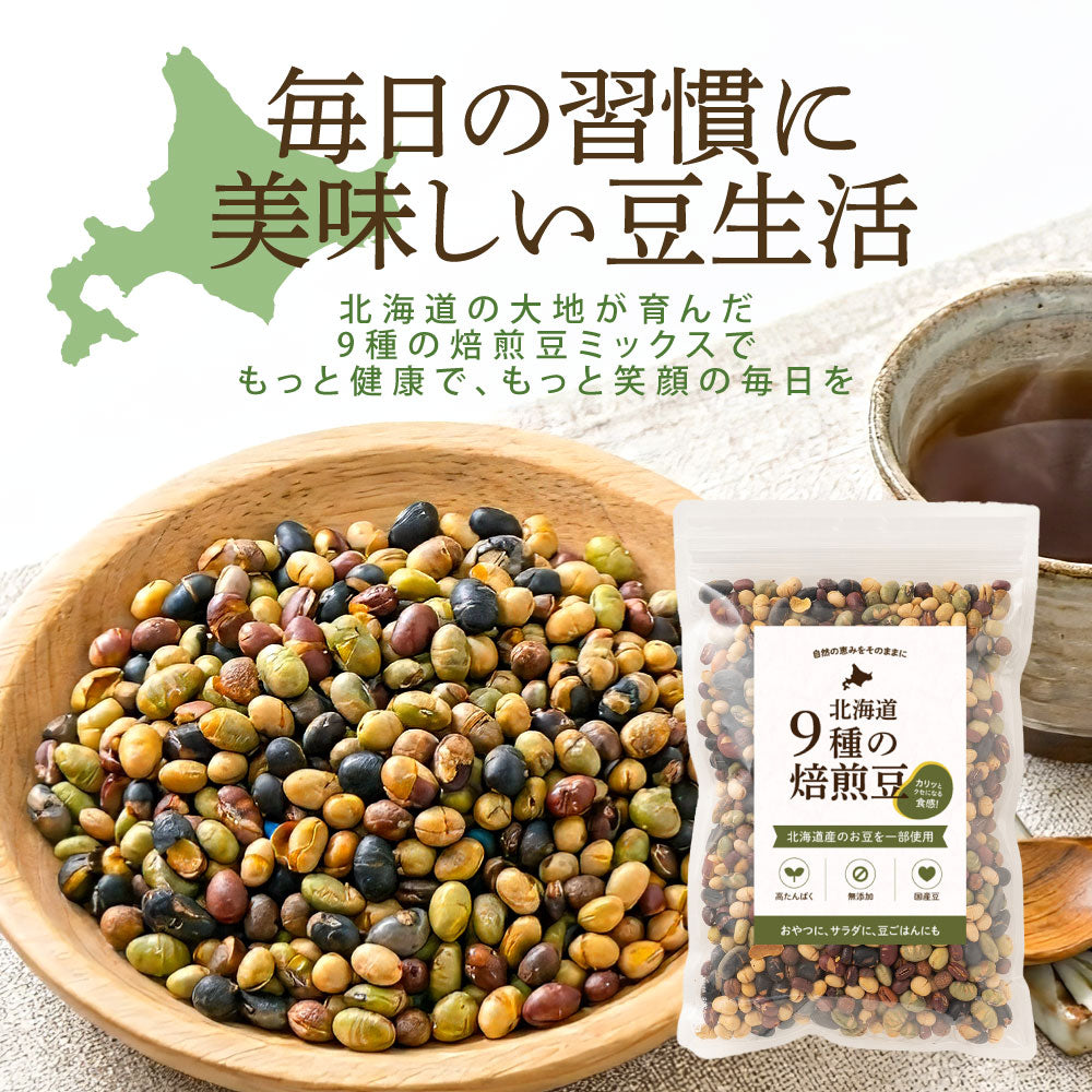 北海道9種の焙煎豆 300g | パクパク食べられるお手軽無添加ヘルシーなミックス煎り豆 ポスト投函