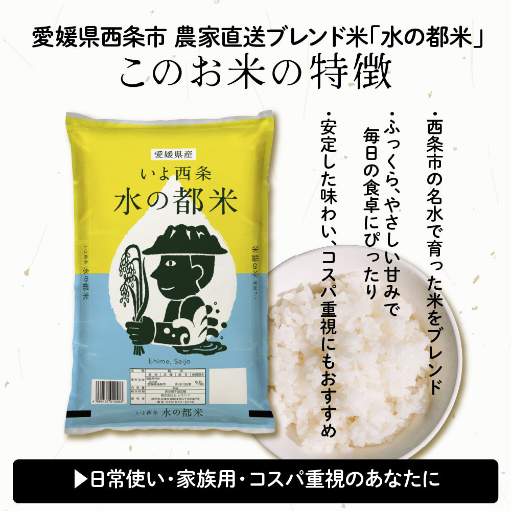 【白米】 令和7年産 愛媛県産 水の都米 20kg(5kg×4袋) 単一原料米 白米 精米 精白米 送料無料 精米工場からの直送品
