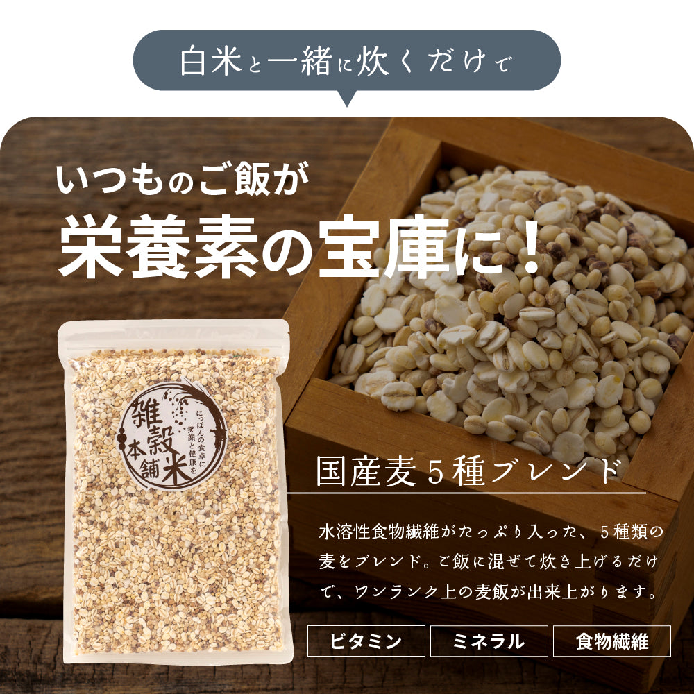 【公式サイトが最安値】雑穀 雑穀米 国産 麦５種ブレンド 1.8kg(450g×4袋) [丸麦/押麦/はだか麦/もち麦/はと麦] 無添加 無着色 人気サイズ 送料無料 ダイエット食品 置き換えダイエット 混ぜるだけ