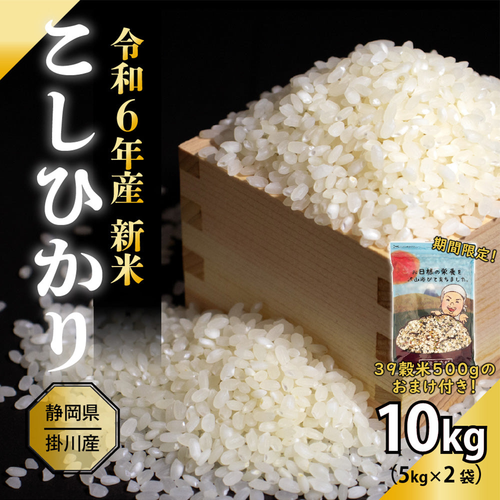 【白米】39穀米ブレンド500gおまけ付き 静岡県 上垂木産 こしひかり 10kg(5kg×2袋) 精白米 国産 令和6年産 静岡県産 コシヒカリ 国産コシヒカリ100％ 送料無料